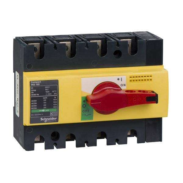 switch disconnector, Compact INS160 , 160 A, with red rotary handle and yellow front, 4 poles image 2
