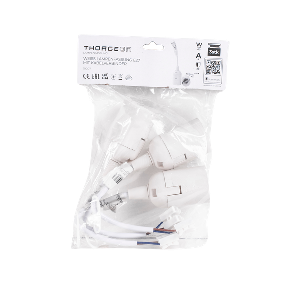 Fast Connection Lamp Holder E27 White (3-Pack Blister) THORGEON image 1
