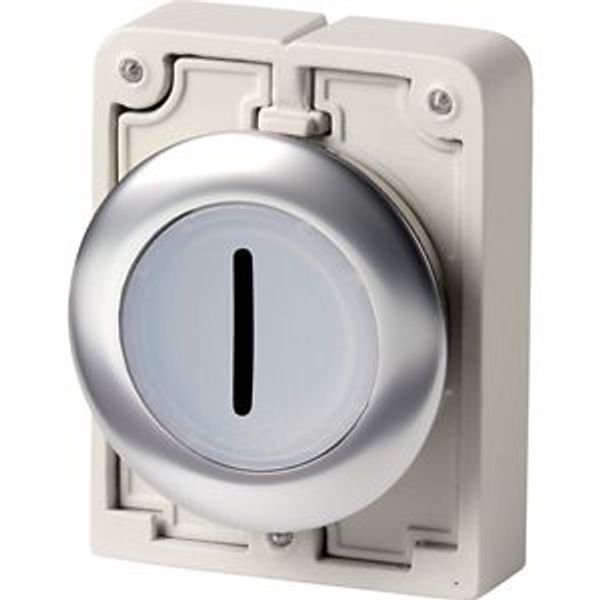 Illuminated pushbutton actuator, RMQ-Titan, flat, maintained, White, inscribed, Front ring stainless steel image 2