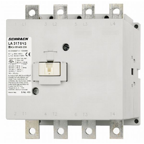 Contactor, 90kW, 175A AC3, 250A AC1, 4-pole, 230VAC/DC image 1