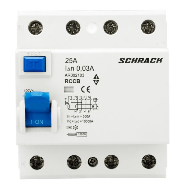 Residual Current Circuit Breaker 10kA, 25A, 4-pole, 30mA image 4