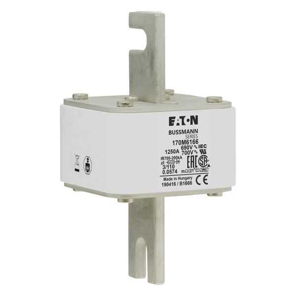 Fuse-link, high speed, 1250 A, AC 690 V, DIN 3, 76 x 90 x 139 mm, aR, DIN, IEC, single indicator image 18