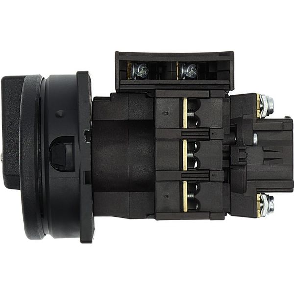 Main switch, P1, 32 A, flush mounting, 3 pole, 1 N/O, 1 N/C, STOP function, With black rotary handle and locking ring, Lockable in the 0 (Off) positio image 3