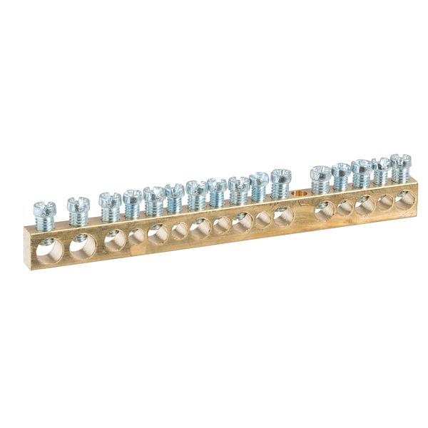 Earth terminal block, Resi9 MP, screw terminals, 16 holes, 2x16 mmÂ² + 6x6 mmÂ² + 8x10 mmÂ² image 1