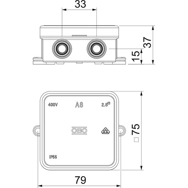 A 8 5 Junction box with terminal strip 75x75x36 image 2