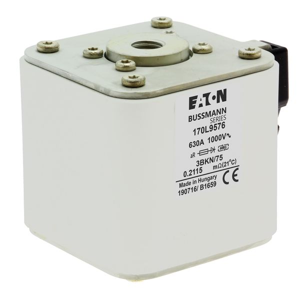 Fuse-link, high speed, 630 A, AC 1000 V, Size 3, 76 x 92 x 75 mm, aR, IEC, single indicator image 18