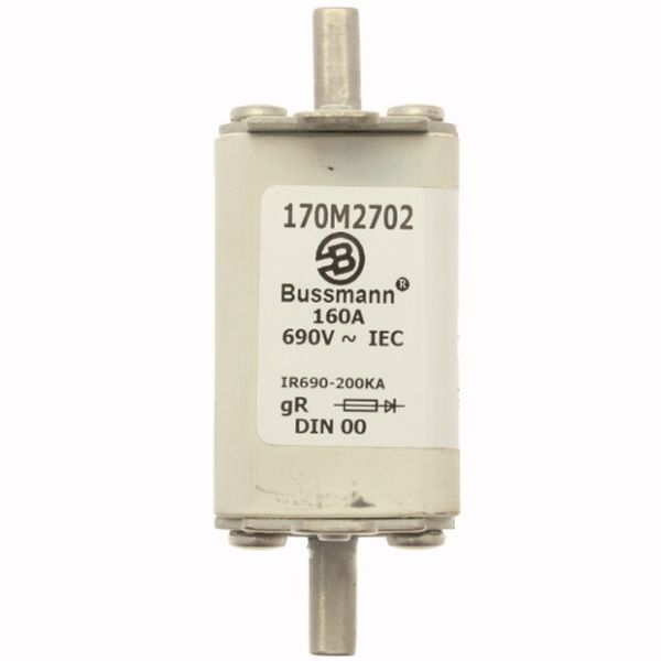 Fuse-link, high speed, 160 A, AC 690 V, DIN 00, 30 x 60 x 79 mm, gR, DIN, IEC, single indicator image 1