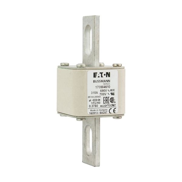 Fuse-link, high speed, 315 A, AC 690 V, size 1, 53 x 69 x 136 mm, aR, IEC, UL, no indicator, 90 mm centers image 7