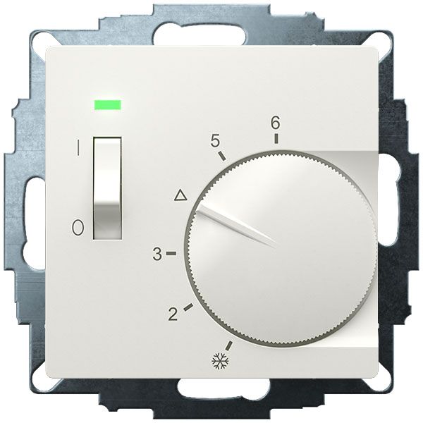 UP room controller, RAL9010 glossy 55x55, 5-30C, AC 230V, 1NC, 10 A, temperature reduction approx. 4K, switch on/off, display controller "on" image 2