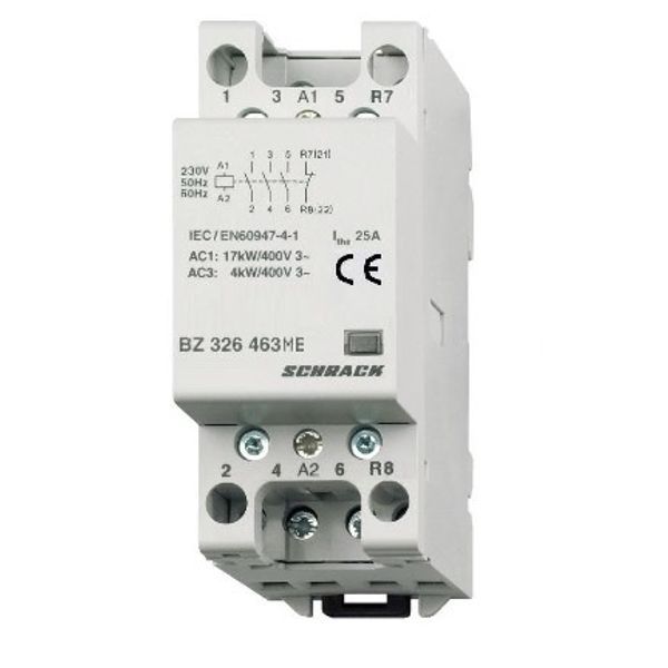 DIN Rail contactor 25A, 3 NO + 1 NC, 230VAC, 2MW, AMPARO image 1