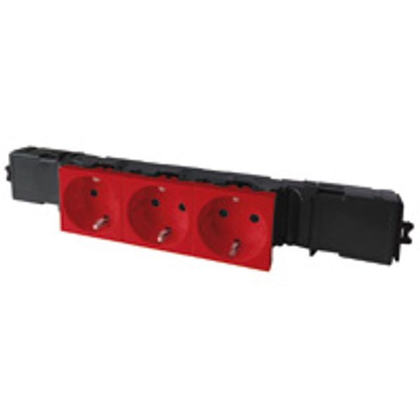 Socket Mosaic - 3x2P+E - instal on trunking - auto term WIELAND - standard - red image 1