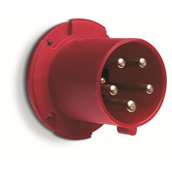 Inlet, panel mounting, 1h, 63A, IP44, unified flange, straight, 2P+E image 1