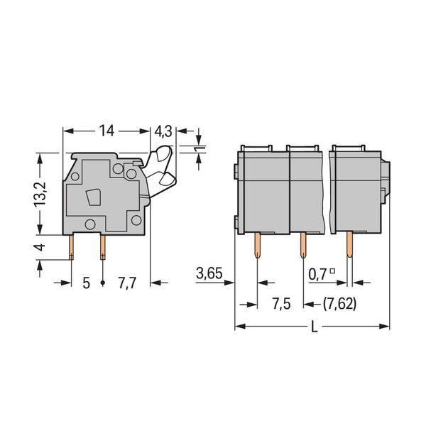 PCB terminal block push-button 2.5 mm² gray image 2