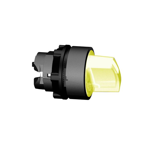 Harmony XB5, Illuminated selector switch head, plastic, orange, Ø22, integral LED, 3 positions, spring return to center image 1