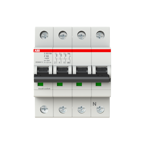 S203-Z4NA Miniature Circuit Breaker - 3+NP - Z - 4 A image 4