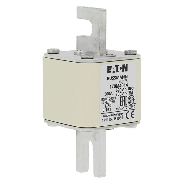 Fuse-link, high speed, 500 A, AC 690 V, DIN 1, 53 x 53 x 108 mm, aR, DIN, IEC, single indicator image 9