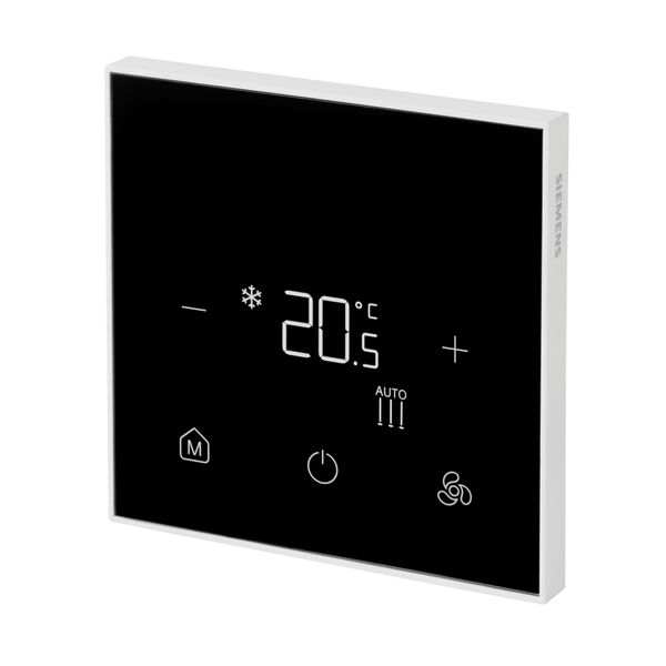 RDF460MB - Flush mount touch Modbus room thermostat for 2-/4-pipe FCU with DC fan output, on/off or 3-position control outputs and 1 x multifunctional inputs, fit for square conduit boxes image 1