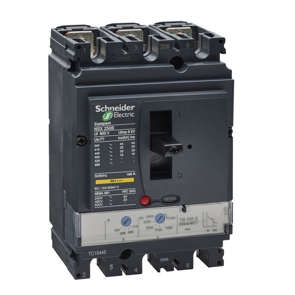 circuit breaker ComPact NSX250B, 25 kA at 415 VAC, TMD trip unit 250 A, 3 poles 3d image 3