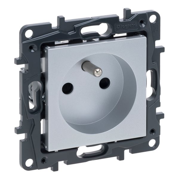 2P+E FRENCH SOCKET, AUTO TERMINALS, ALUMINIUM image 1