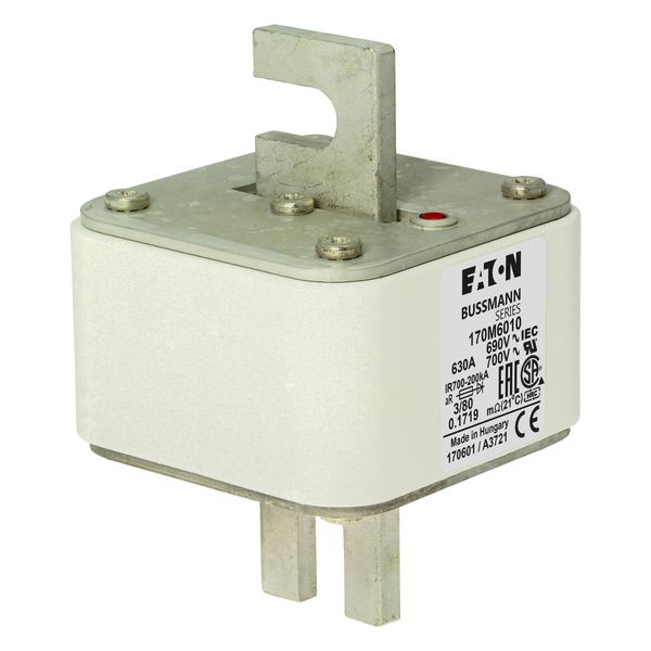 Fuse-link, high speed, 630 A, AC 690 V, DIN 3, 76 x 76 x 109 mm, aR, DIN, IEC, single indicator image 11