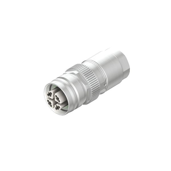 Round plug (field customisable), Female socket, straight, Crimp connec image 1