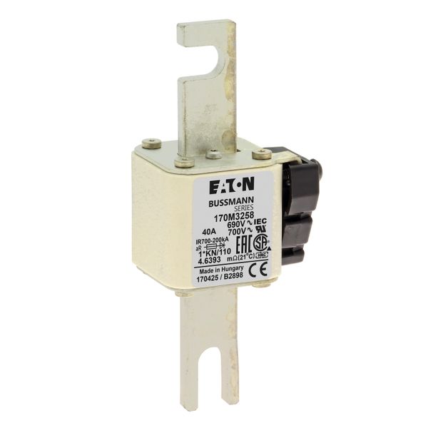 Fuse-link, high speed, 40 A, AC 690 V, compact DIN 1, 45 x 58 x 134 mm, aR, DIN, IEC, single indicator image 17