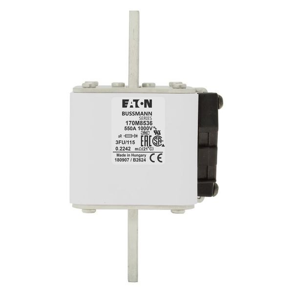 Fuse-link, high speed, 550 A, AC 1000 V, size 3, 76 x 92 x 159 mm, aR, IEC, UL, single indicator image 3