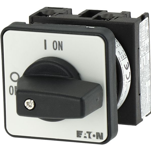 On-Off switch, T0, 20 A, flush mounting, 1 contact unit(s), 2 pole, with black thumb grip and front plate image 5