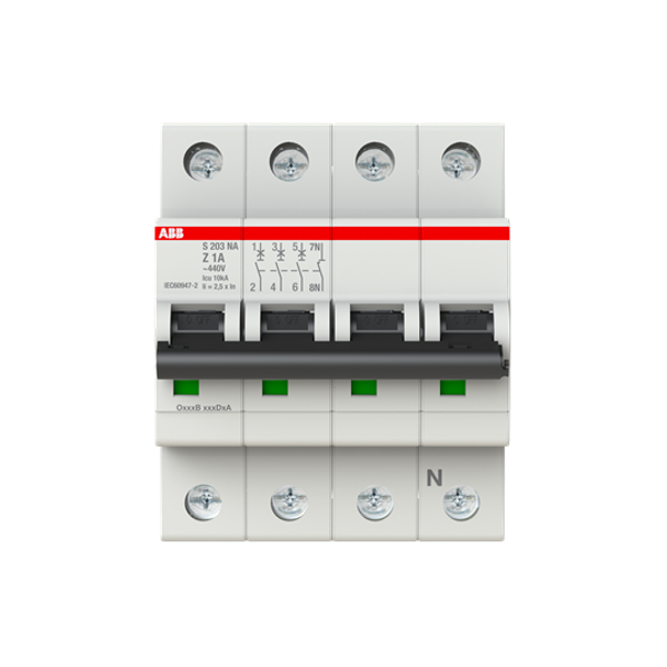 S203-Z1NA Miniature Circuit Breaker - 3+NP - Z - 1 A image 4