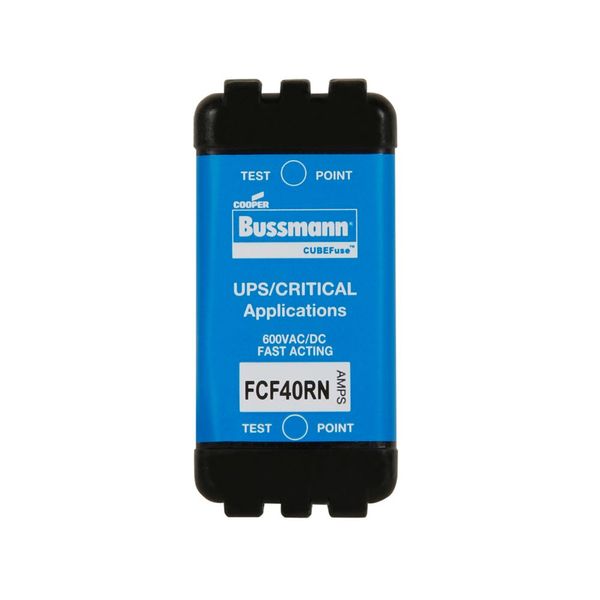 Eaton Bussmann series FCF fuse, Finger safe, 600 Vac, 600 Vdc, 40A, 300 kAIC 600 Vac, 50 kAIC 600 Vdc, Non Indicating, Fast acting, Class CF, CUBEFuse, Glass filled polyethersulfone case image 2