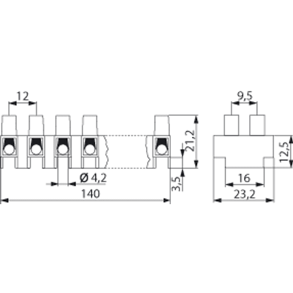 KB463.12 | Terminal strip 463.12SP-AK, 12-p, 6 mm², foot image 2