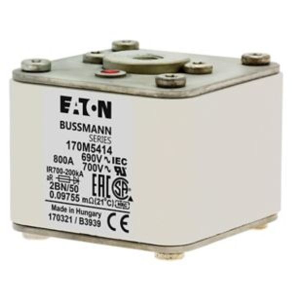 Fuse-link, high speed, 350 A, AC 1250 V, size 2, 61 x 77 x 81 mm, aR, IEC, UL, single indicator image 7