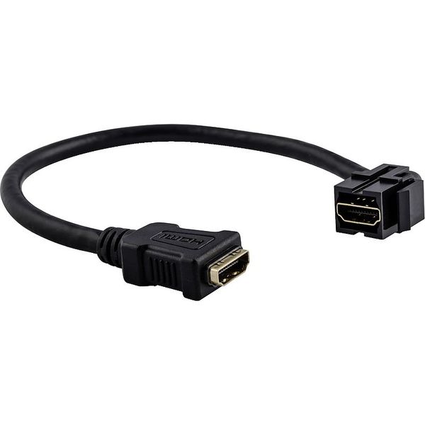 HDMI keystone with breakout cable, black image 1