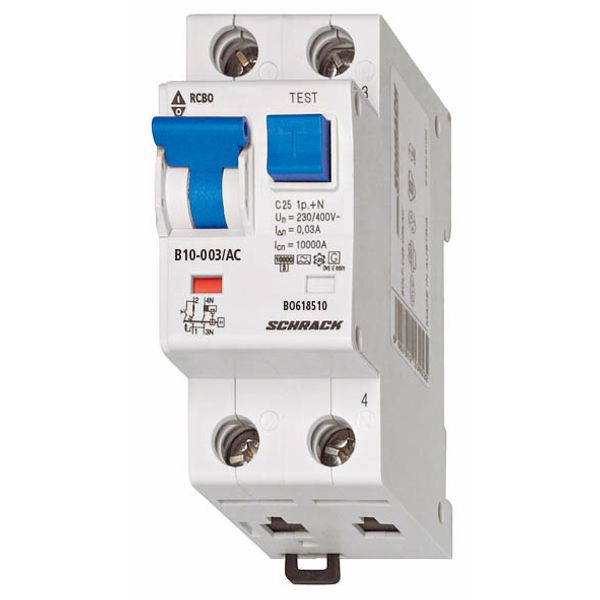 Combined MCB/RCD (RCBO) B10/1+N/30mA/Type AC image 1