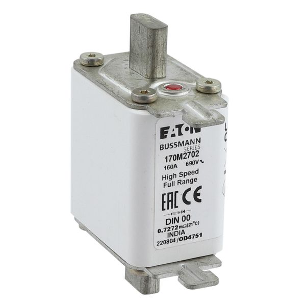 Fuse-link, high speed, 160 A, AC 690 V, DIN 00, 30 x 60 x 79 mm, gR, DIN, IEC, single indicator image 9