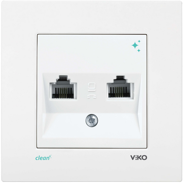 Karre Clean White Two Gang Num Phone Socket (2xCAT3) image 1