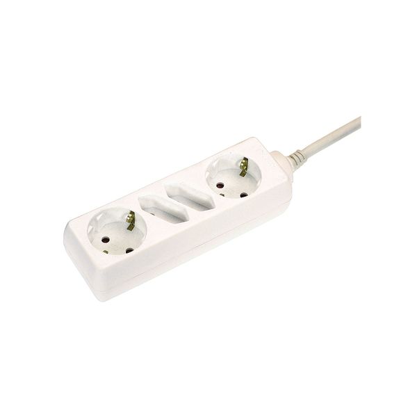 '4 way socket outlet white, 2 Euro and 2 DIN 10/16A 1,4m H05VV-F 3G1,5 with children protection ' in polybag with label image 1