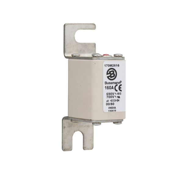 Fuse-link, high speed, 160 A, AC 690 V, DIN 00, 30 x 51 x 100 mm, aR, DIN, IEC, single indicator image 9