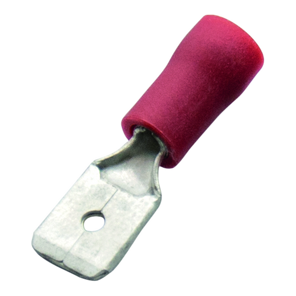 Flat plug (male) 0.5-1.0/6.3x0.8 red insulated Nylon image 1