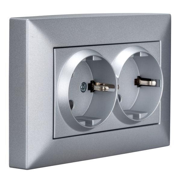 Compact socket outlet, screw clamps, silver image 3
