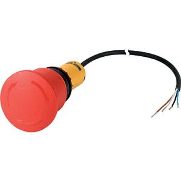 Emergency stop/emergency switching off pushbutton, Palm-tree shape, 45 mm, Turn-to-release function, 1 NC, 1 N/O, Cable (black) with non-terminated en image 5