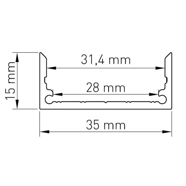 Aluminium profile CLF L-2000mm W-35mm H-15mm image 2