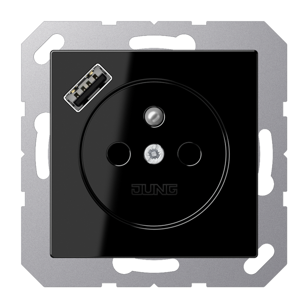 SCHUKO socket with USB type AC A1520F-18ASW image 1