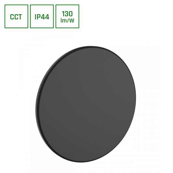 PIATTA 18W CCT 230V IP44 250x47MM BLACK ROUND FACADE LAMP image 1