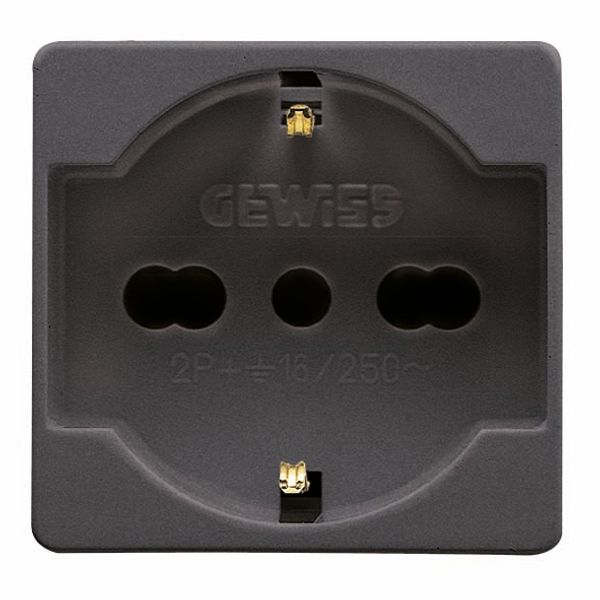 ITALIAN/GERMAN STANDARD SOCKET-OUTLET 250V ac - 2P+E 16A DUAL AMPERAGE - P40 - 2 MODULES - SYSTEM BLACK image 2