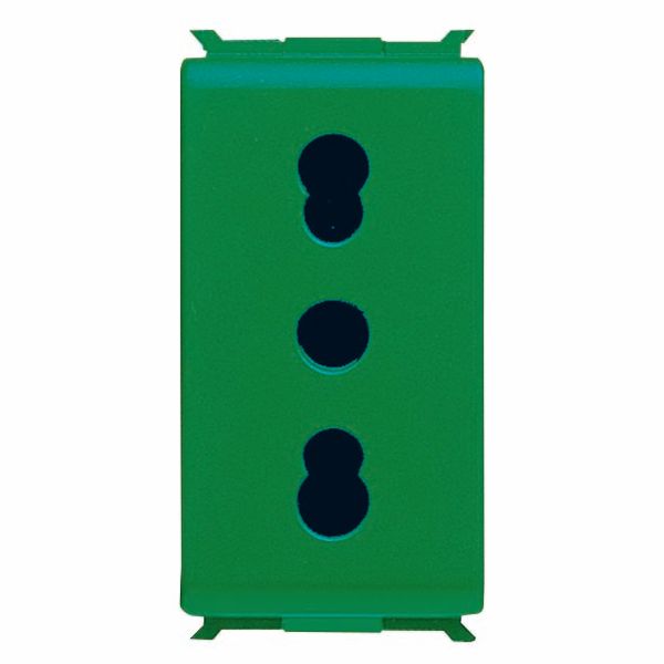 ITALIAN STANDARD SOCKET-OUTLET 250V ac - FOR DEDICATED LINES - 2P+E 16A DUAL AMPERAGE - P17-11 - 1 MODULE - GREEN - PLAYBUS image 2