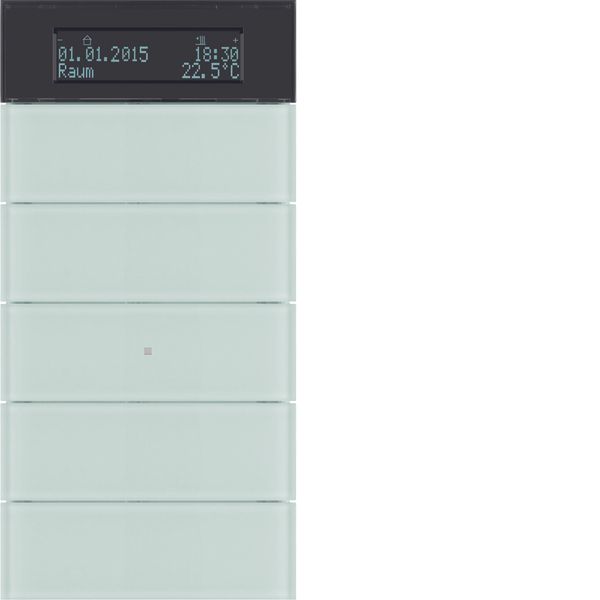 B.IQ push-button 5gang thermostat, display, KNX - B.IQ, glass p. white image 2