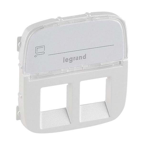 Cover plate Valena Allure - double RJ 45/RJ 11 socket - with label holder -pearl image 1