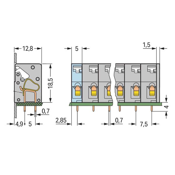 PCB terminal block push-button 2.5 mm² gray image 3