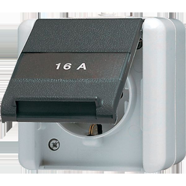 SCHUKO® socket with hinged lid and insc. 820NAW image 2